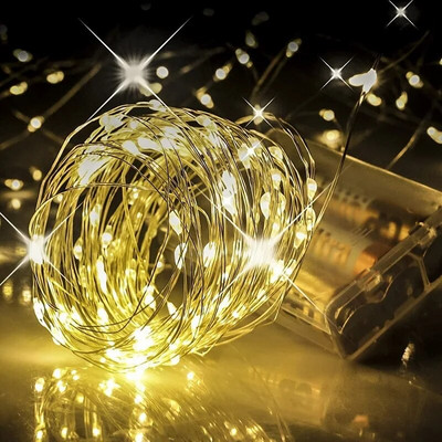 1m-30m LED șir de lumină 8 culori lumini de zâne LED cu sârmă de cupru alimentat cu baterie pentru nuntă, petrecere, decor de Crăciun, ghirlanda de vacanță