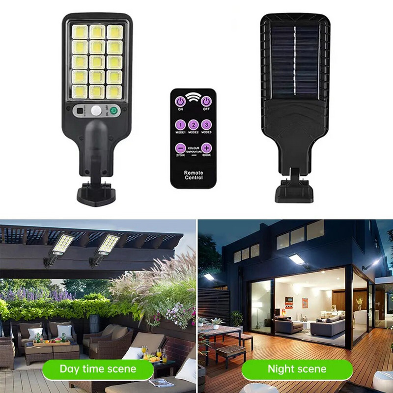 LED solarne ulične svjetiljke COB vanjska solarna svjetiljka s daljinskim upravljačem 3 svjetlosna načina Vodootporni senzor pokreta za vrtnu stazu
