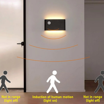 Модерен LED външен сензор за движение Водоустойчива стенна лампа с човешко тяло, изпращащо движение за осветление на двора в градината