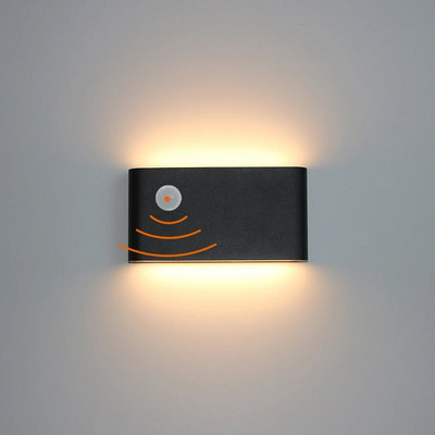 Modern LED kültéri mozgásérzékelős vízálló fali lámpa emberi testtel mozgást küld a kerti udvari folyosó világításához