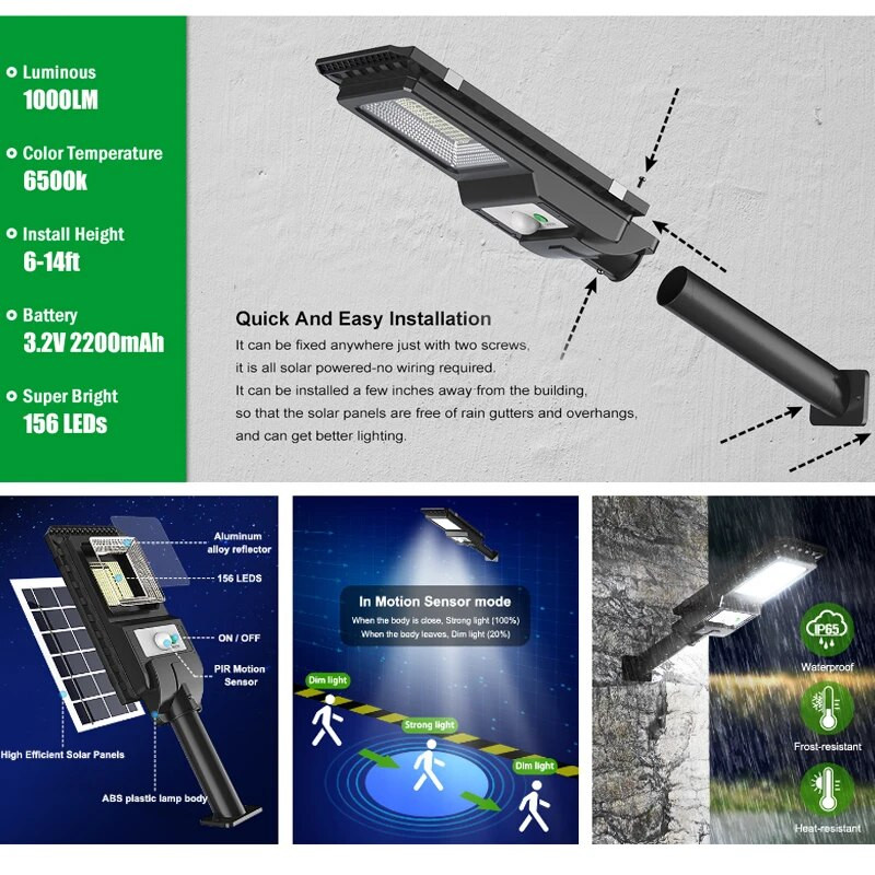200 W napelemes utcai lámpa IP65 vízálló napelemes kültéri mozgásérzékelős lámpák napelemes fali lámpa távirányítóval kerti udvarhoz