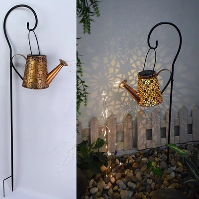 Solarna kantica za zalijevanje Svjetlo visećeg čajnika Lampiona Svjetlo vodootpornog vrtnog dekora Metalna retro svjetiljka za vanjsku terasu Travnjak Dvorište