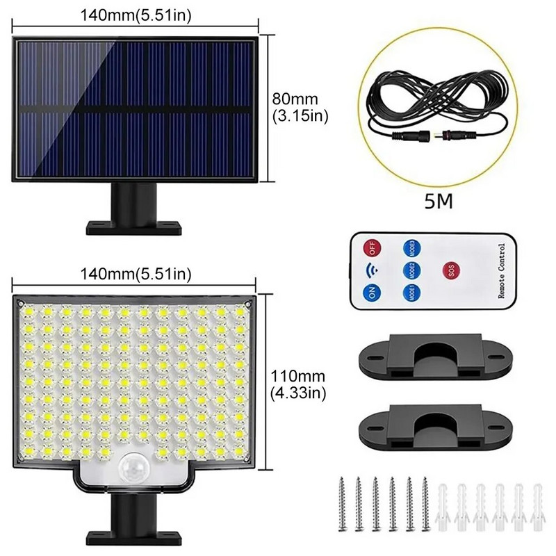 Lumină solară de grădină 106 LED-uri de perete cu telecomandă lumină solară pentru gazon lumina solară divizată cu led solar cu energie solară lumină solară