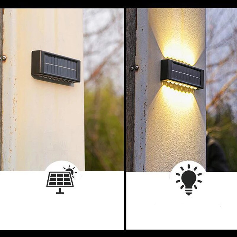 2PCS Solarne zidne svjetiljke za vanjske 20LED solarne zidne svjetiljke Vanjske vodootporne solarne svjetiljke za vrt, ulični pejzaž, balkonski dekor