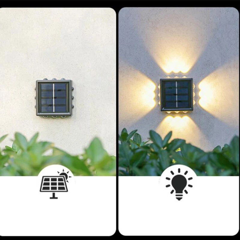 2PCS Solarne zidne svjetiljke za vanjske 20LED solarne zidne svjetiljke Vanjske vodootporne solarne svjetiljke za vrt, ulični pejzaž, balkonski dekor