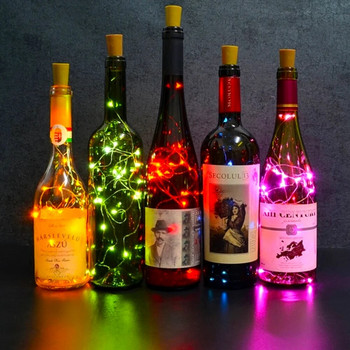 1M 2M 3M Лампа за бутилка вино с коркови LED светлини с връв Гирлянда Коледна елха Декорация на сватбено тържество Барове за бутилки