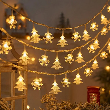 Снежинка LED Струнна светлина Звезда Кристална крушка Фея Светлинен гирлянд Новогодишна Коледна елха Декор Орнамент Коледни подаръци