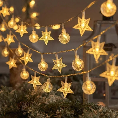 Hópehely LED-füzér lámpa csillag kristály izzó Tündér fényfüzér Újévi karácsonyfa dekoráció dísz karácsonyi ajándékok