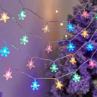 3M/6M/10M LED húr csillag hópehely golyófüzér karácsonyi lámpák USB/elemes vízálló tündérfények gyomláló dekoráció