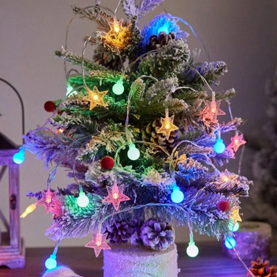 3M/6M/10M LED húr csillag hópehely golyófüzér karácsonyi lámpák USB/elemes vízálló tündérfények gyomláló dekoráció