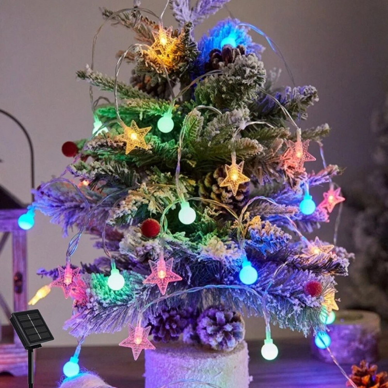 3M/6M/10M LED húr csillag hópehely golyófüzér karácsonyi lámpák USB/elemes vízálló tündérfények gyomláló dekoráció