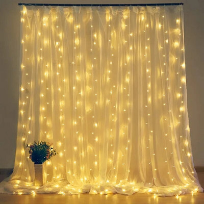 LED girland svjetla za zavjese 8 načina rada USB daljinski upravljač Vilinska svjetla String Vjenčanje Božićni dekor za kućnu spavaću sobu Novogodišnja lampa