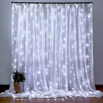 LED girland svjetla za zavjese 8 načina rada USB daljinski upravljač Vilinska svjetla String Vjenčanje Božićni dekor za kućnu spavaću sobu Novogodišnja lampa