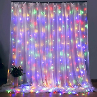 LED girland svjetla za zavjese 8 načina rada USB daljinski upravljač Vilinska svjetla String Vjenčanje Božićni dekor za kućnu spavaću sobu Novogodišnja lampa