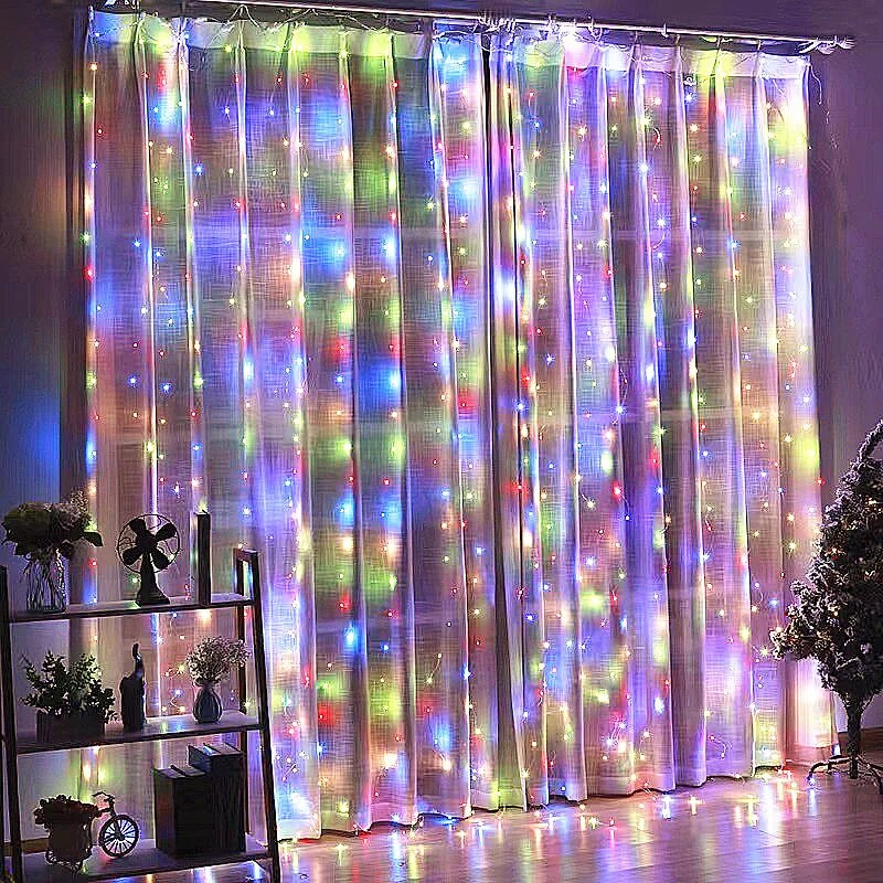 LED girland svjetla za zavjese 8 načina rada USB daljinski upravljač Vilinska svjetla String Vjenčanje Božićni dekor za kućnu spavaću sobu Novogodišnja lampa