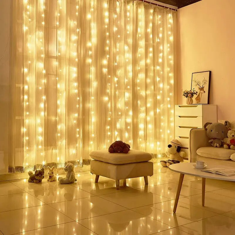 LED girland svjetla za zavjese 8 načina rada USB daljinski upravljač Vilinska svjetla String Vjenčanje Božićni dekor za kućnu spavaću sobu Novogodišnja lampa