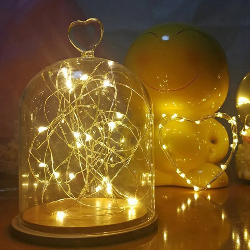 3/5/10M USB LED styginiai šviestuvai vario sidabro viela girlianda, vandeniui atspari pasakų lempučių vakarėlio dekoracija Kalėdų trečiadieniui