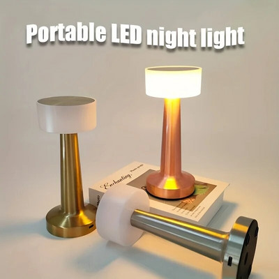 Lampă de masă cu LED-uri din metal fără fir Control tactil Ornamente creative Lumină de noapte fără fir Lumină atmosferă de noptieră Decorare de încărcare