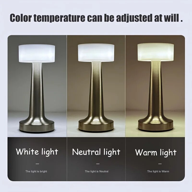 Juhtmeta LED metallist laualamp puutetundliku juhtimisega Loomingulised kaunistused Juhtmeta öövalgusti voodiäärne atmosfäärivalgusti laadimiskaunistus