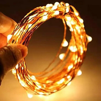 10/20/30M Fairy Lights Χάλκινο σύρμα ασημί Κουτί μπαταρίας LED String φωτάκια για Χριστουγεννιάτικη Διακόσμηση Γάμου Κρεβατοκάμαρας