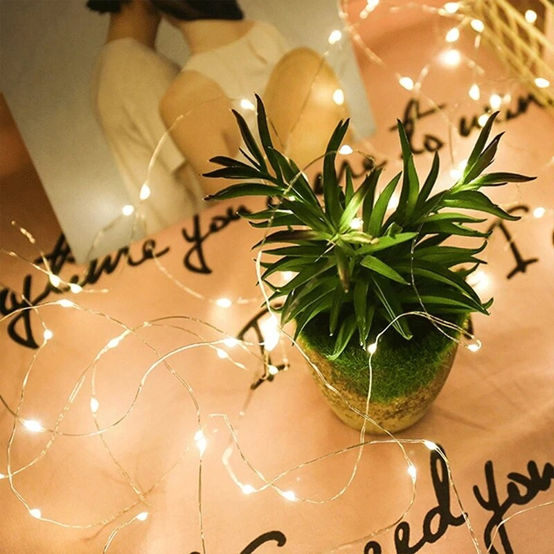 10/20/30M USB LED styginiai šviestuvai vario sidabro viela girlianda šviesos vandeniui atsparūs pasakų žibintai Kalėdų vestuvių vakarėlio dekoravimui