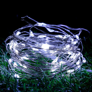 10M LED светлини от медна жица Захранван от батерии гирлянд Фея Светещи струни за празнична коледна украса за сватбено тържество