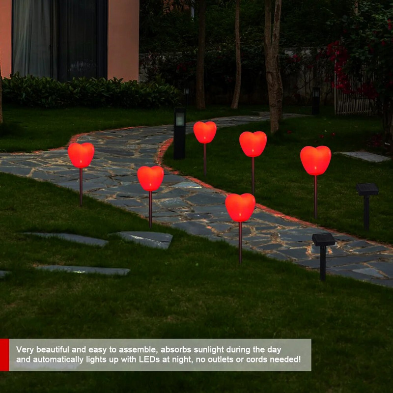 LED svjetlo u obliku srca na solarno napajanje Atmosferska svjetiljka ljubavnog srca IP65 vodootporna za vrtnu terasu za Valentinovo