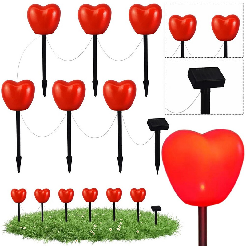 LED svjetlo u obliku srca na solarno napajanje Atmosferska svjetiljka ljubavnog srca IP65 vodootporna za vrtnu terasu za Valentinovo