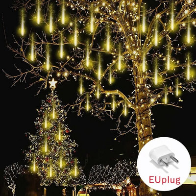 30/50cm 10 csöves Meteor Zuhany Eső LED Fénysorok Kültéri Utcai Lámpa Füzér karácsonyfadíszek Esküvői Tündérkert