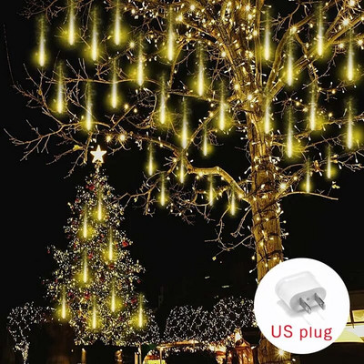 30/50cm 10 csöves Meteor Zuhany Eső LED Fénysorok Kültéri Utcai Lámpa Füzér karácsonyfadíszek Esküvői Tündérkert