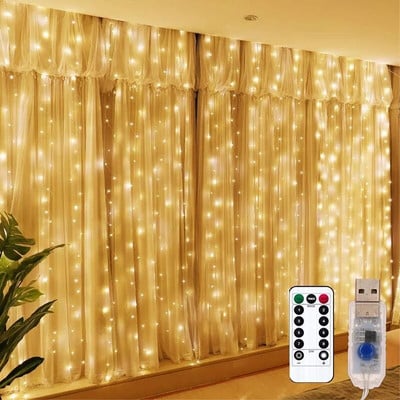 3M 4M 6M USB svjetla za zavjese Indoor Waterfall Fairy String Lights Led Svjetla za spavaću sobu Dekoracija Vjenčanje Božićna zabava Blagdani