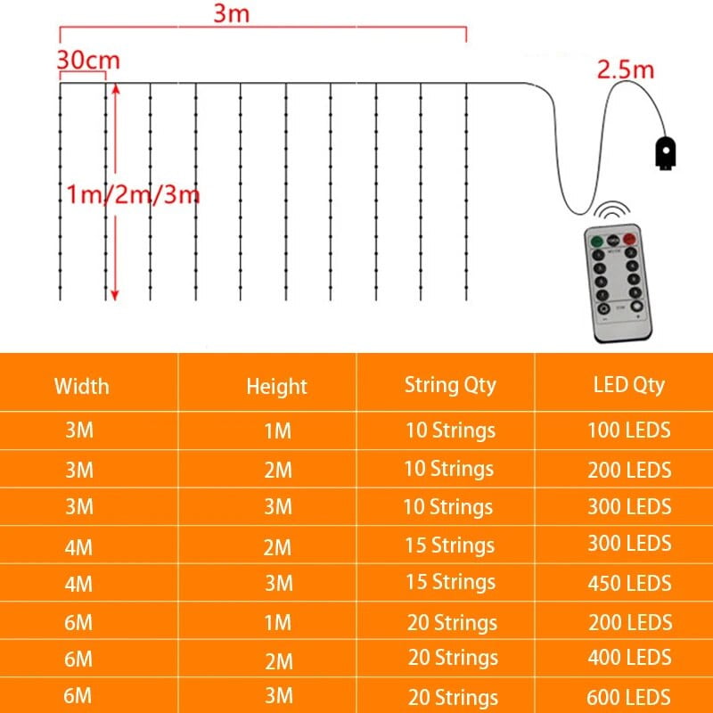 3M 4M 6M USB svjetla za zavjese Indoor Waterfall Fairy String Lights Led Svjetla za spavaću sobu Dekoracija Vjenčanje Božićna zabava Blagdani