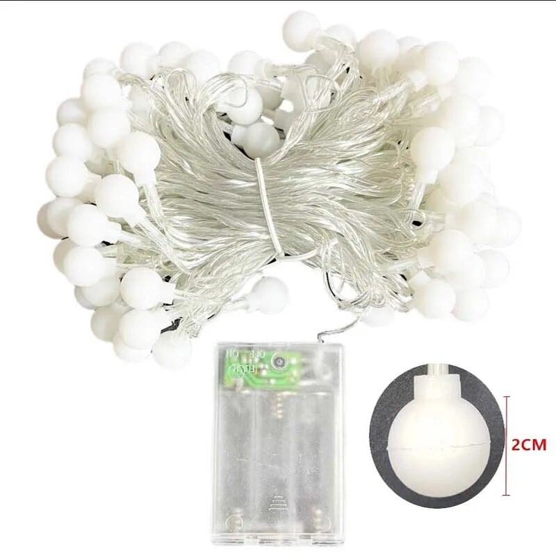 2M 5M 10M Cherry Balls LED Fairy String Lights Elemes USB-vel működő füzér szilveszteri esküvői karácsonyi dekoráció kültéri szoba