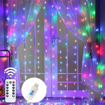 3M-6M USB LED Фея Стринг Светлини за завеси Гирлянди Декорации за празнични партита Сватба Рожден ден Спалня Рамадан Великден Начало Festoon