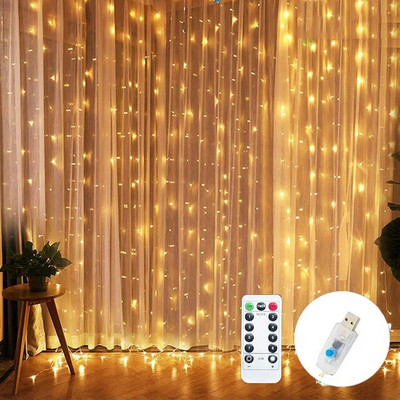 3M-6M USB LED fėjų styginių užuolaidų lemputės girlianda Šventinių vakarėlių dekoracijos Vestuvių gimtadienis Miegamasis Ramadanas Velykų namų šventė