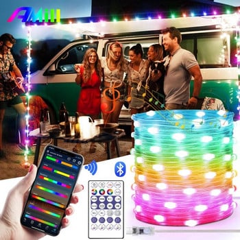 LED струнни светлини RGB инфрачервен Bluetooth онтролер Външна водоустойчива приказна светлина за парти празник Сватба Декорация на коледно дърво