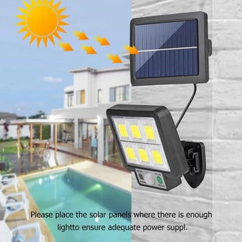COB LED Solar Light Αισθητήρας κίνησης εξωτερικού χώρου Επαναφόρτιση Φωτιστικό τοίχου Αδιάβροχο φωτιστικό LED έκτακτης ανάγκης για Φωτιστικό βεράντας κήπου στο δρόμο