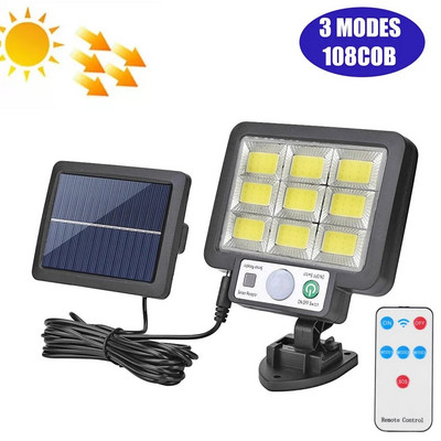 COB LED napelemes kültéri mozgásérzékelő töltő fali lámpa vízálló vészhelyzeti led lámpa utcai kerti veranda lámpához