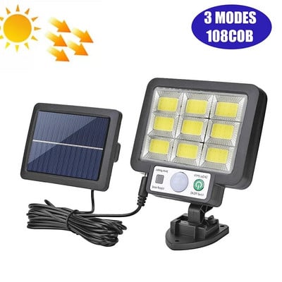 COB LED napelemes kültéri mozgásérzékelő töltő fali lámpa vízálló vészhelyzeti led lámpa utcai kerti veranda lámpához