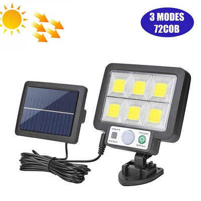 COB LED napelemes kültéri mozgásérzékelő töltő fali lámpa vízálló vészhelyzeti led lámpa utcai kerti veranda lámpához