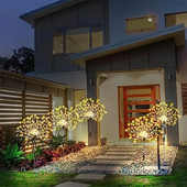 LED päikeseenergia maapinnaga ilutulestik tuled taevaga täidetud tähed vasktraat värvilised valgusnöörid välihoovi dekoratiivvalgusti