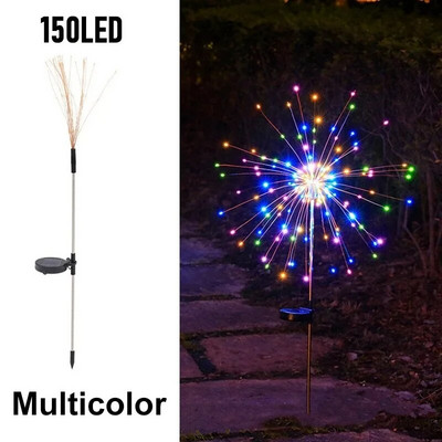 LED päikeseenergia maapinnaga ilutulestik tuled taevaga täidetud tähed vasktraat värvilised valgusnöörid välihoovi dekoratiivvalgusti