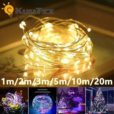 USB LED zsinóros USB kültéri/beltéri ezüst vízálló drótfüzér lámpa karácsonyi/újévi karácsonyi ünnepség otthoni dekorációhoz