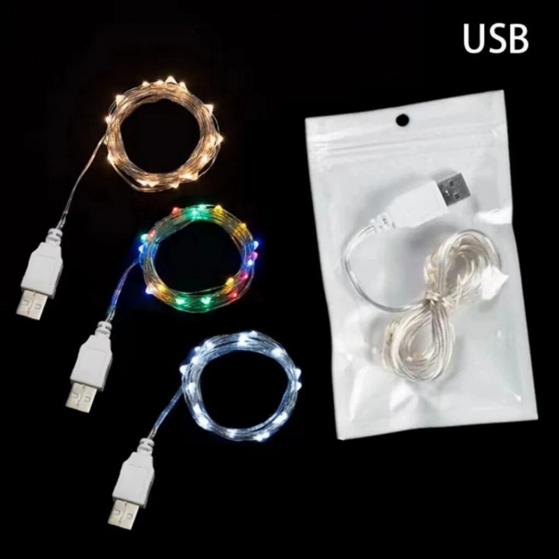 USB LED styginė USB lauko / vidaus sidabrinė vandeniui atspari viela girlianda Kalėdų / Naujųjų metų Kalėdų šventė namų dekoravimui