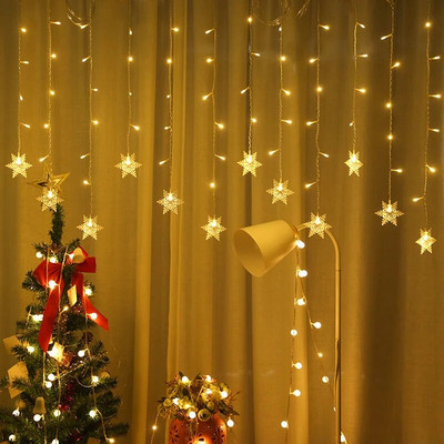 LED vijenac za zavjese na prozoru USB Power Fairy Lights Festoon s daljinskim upravljačem Novogodišnji vijenac LED svjetla Božićni ukras