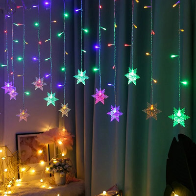 LED vijenac za zavjese na prozoru USB Power Fairy Lights Festoon s daljinskim upravljačem Novogodišnji vijenac LED svjetla Božićni ukras