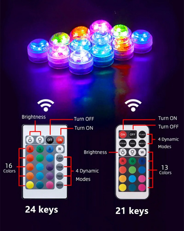 Vodootporna RGB podvodna svjetiljka s daljinskim upravljačem, podvodna noćna svjetiljka na baterije, zdjela za vazu, bazen, dekoracija vaze za zabavu