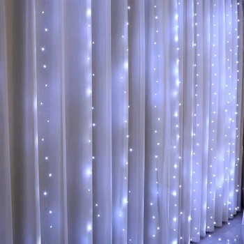6M LED гирляндни светлини за завеси 8 режима Дистанционно управление Приказни светлини Струна Сватбен коледен декор за дома Рамадан Фестивална лампа