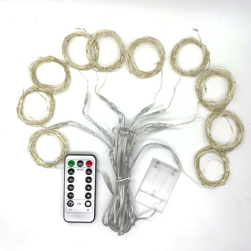 6M LED Φωτάκια κουρτίνας γιρλάντα 8 Λειτουργίες Τηλεχειριστήριο Fairy Lights String Χριστουγεννιάτικη διακόσμηση γάμου για Φωτιστικό Φεστιβάλ Ραμαζάνι στο σπίτι