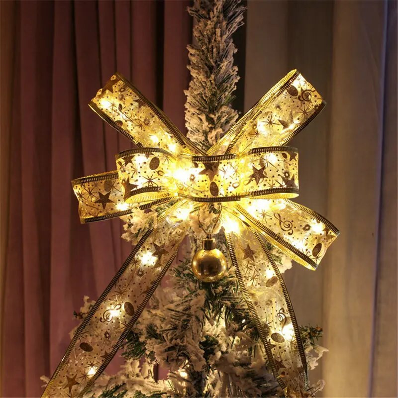 Karácsonyi dekoráció LED szalag tündéri fényfüzér karácsonyi fadíszek otthonra 2023 DIY íjak Navidad Újév 2024